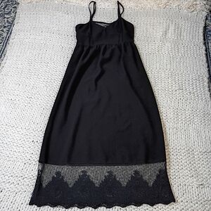 Tobi Crochet Lace Semi Open Back Gothic Black Midi Sleeveless Dress Size Small